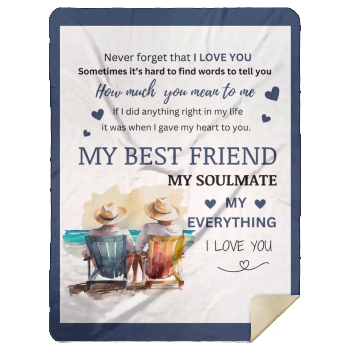 Soulmate Couple on Beach Cozy Plush Fleece Blanket - 50x60