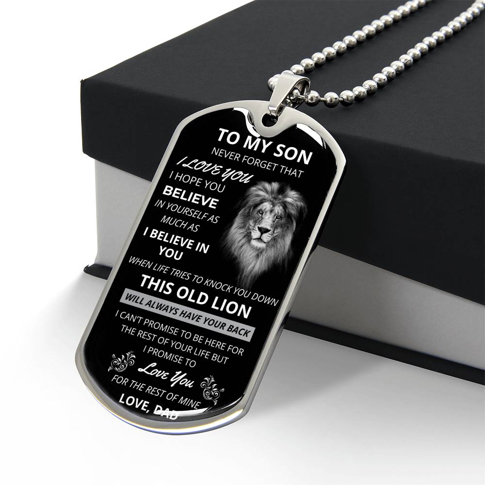 Son From Dad- Old Lion Dog Tag