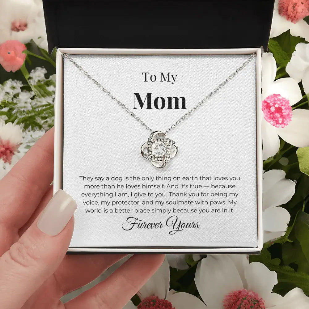 To My Mom Love Knot Necklace A Dog Is