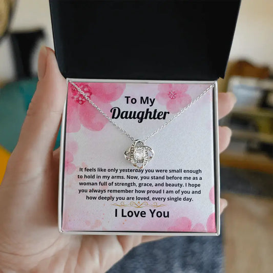Daughter Love Knot Necklace How Proud I Am of You Cherry Blossom