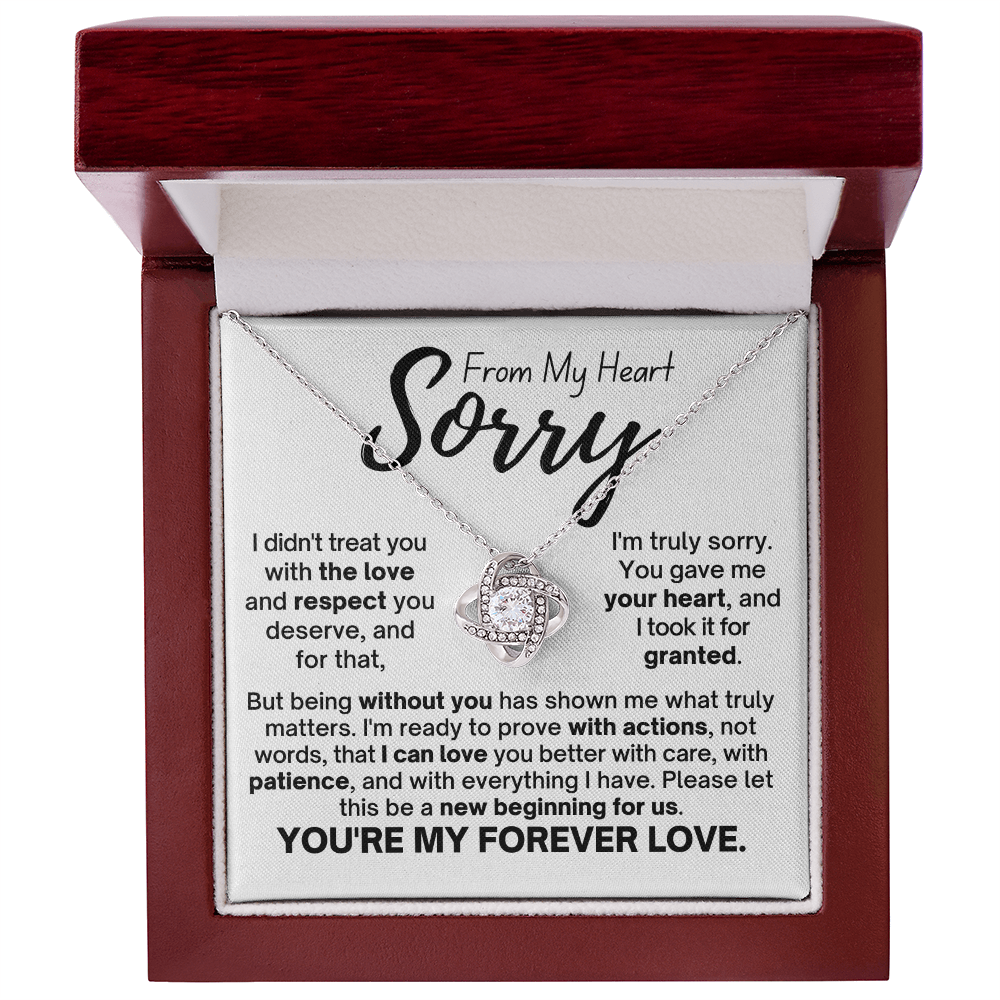 Sorry From My Heart Love Knot Necklace