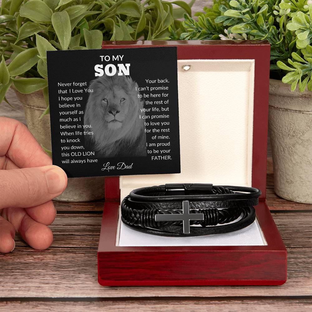 To My Son| Lion | Cross Bracelet