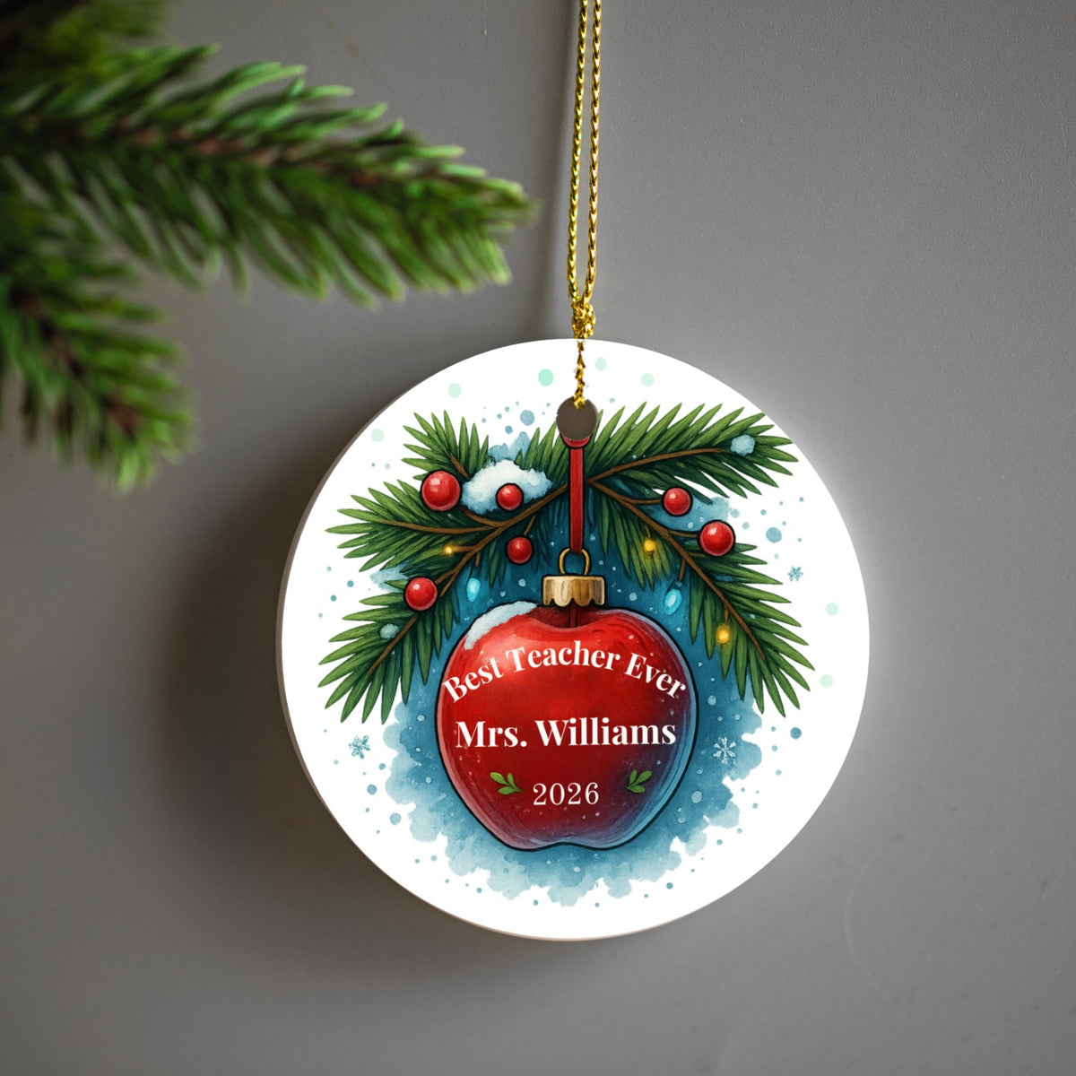 Personalized Teacher Ceramic Ornament with Gift Box