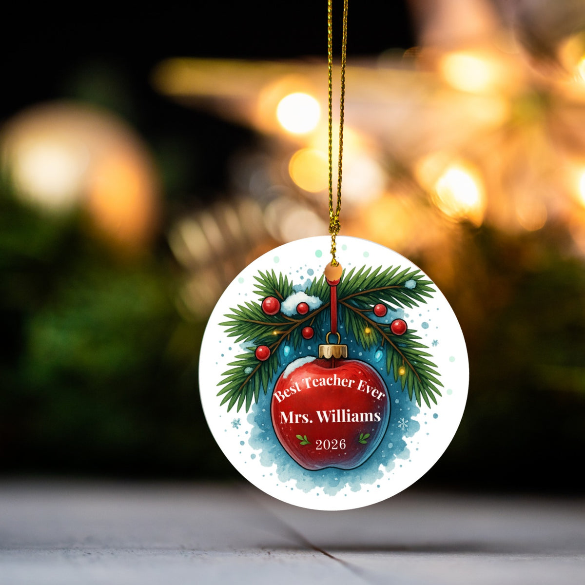 Personalized Teacher Ceramic Ornament with Gift Box