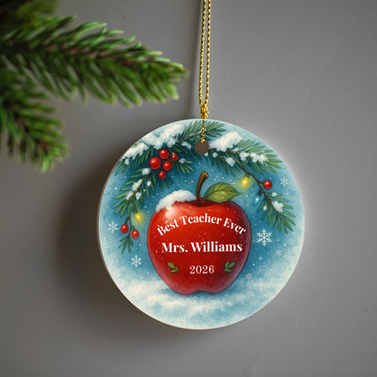 Personalized Teacher Ceramic Ornament with Gift Box