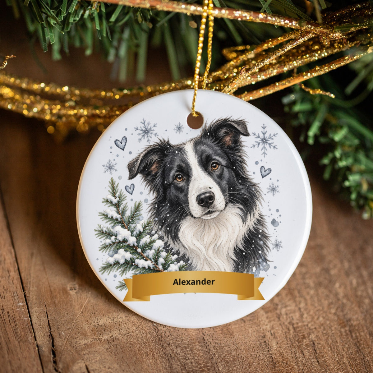 Personalized Winter Wonder Dog Christmas Ceramic Ornament