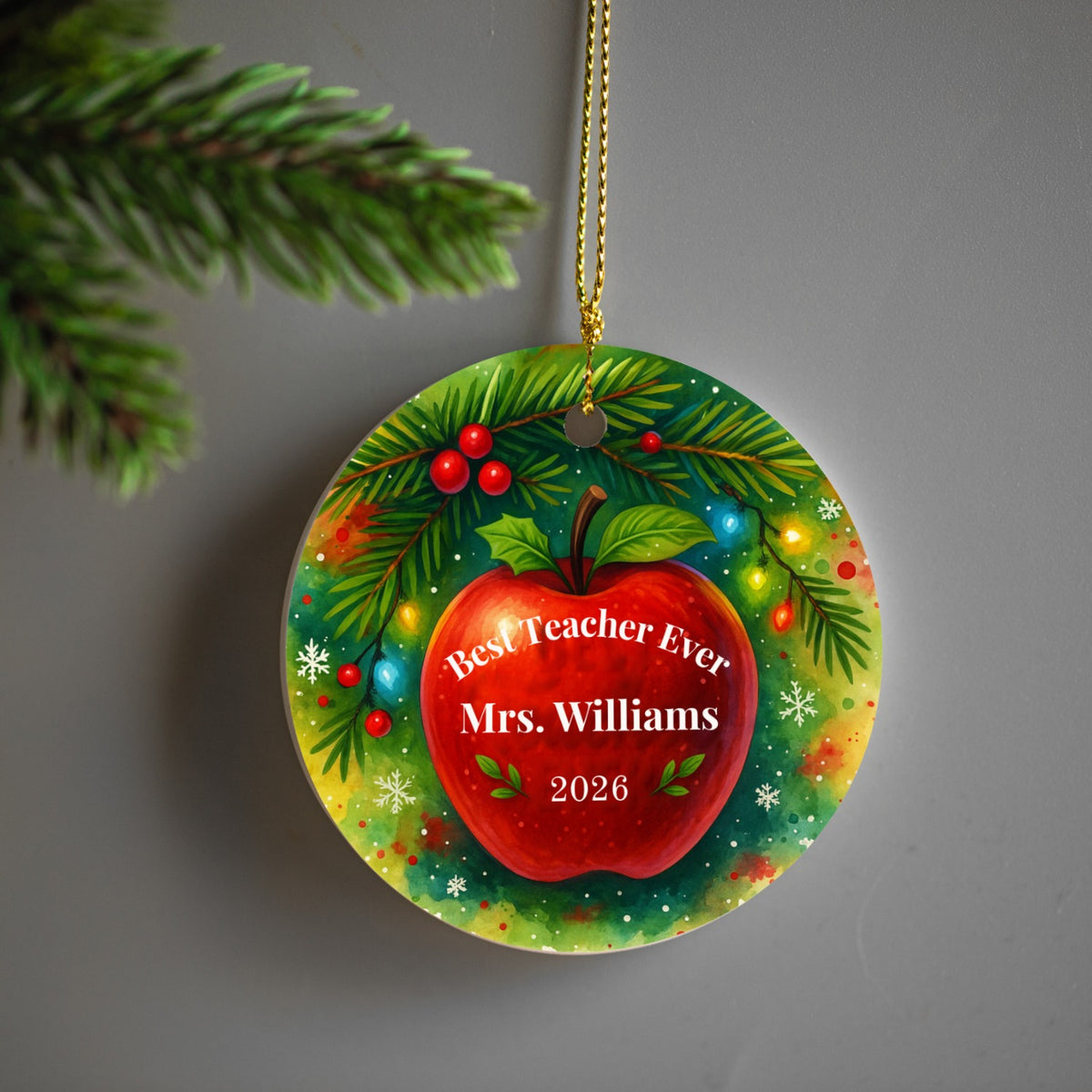 Personalized Teacher Ceramic Ornament with Gift Box