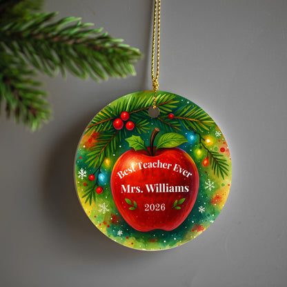Personalized Teacher Ceramic Ornament with Gift Box
