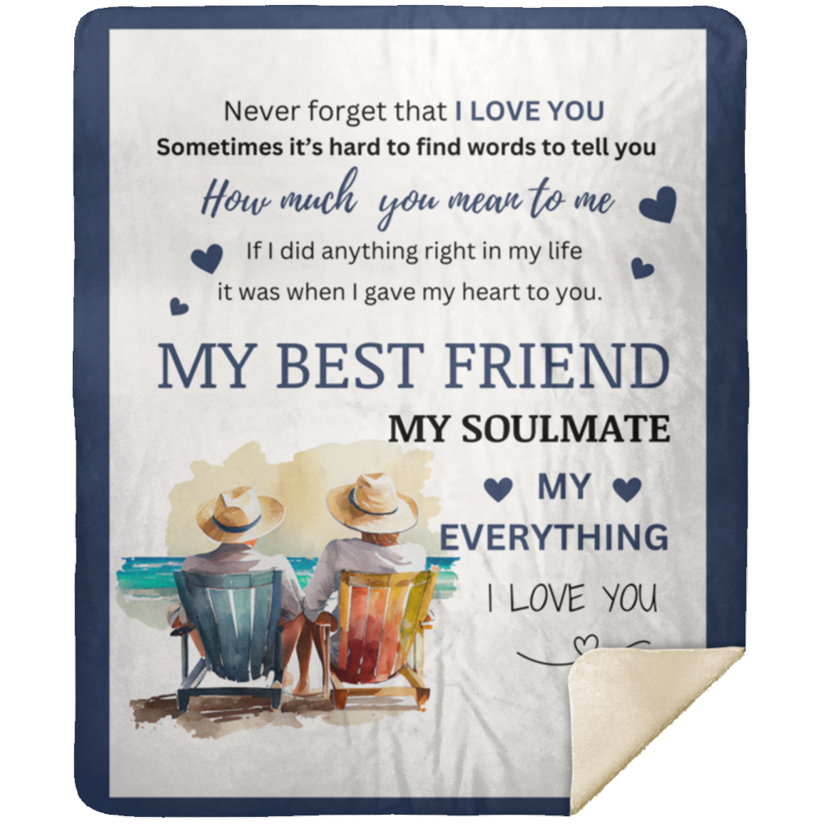 Soulmate Couple on Beach Cozy Plush Fleece Blanket - 50x60