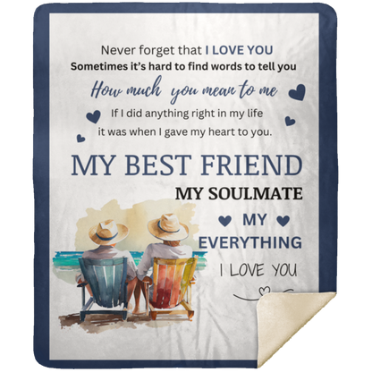 Soulmate Couple on Beach Cozy Plush Fleece Blanket - 50x60
