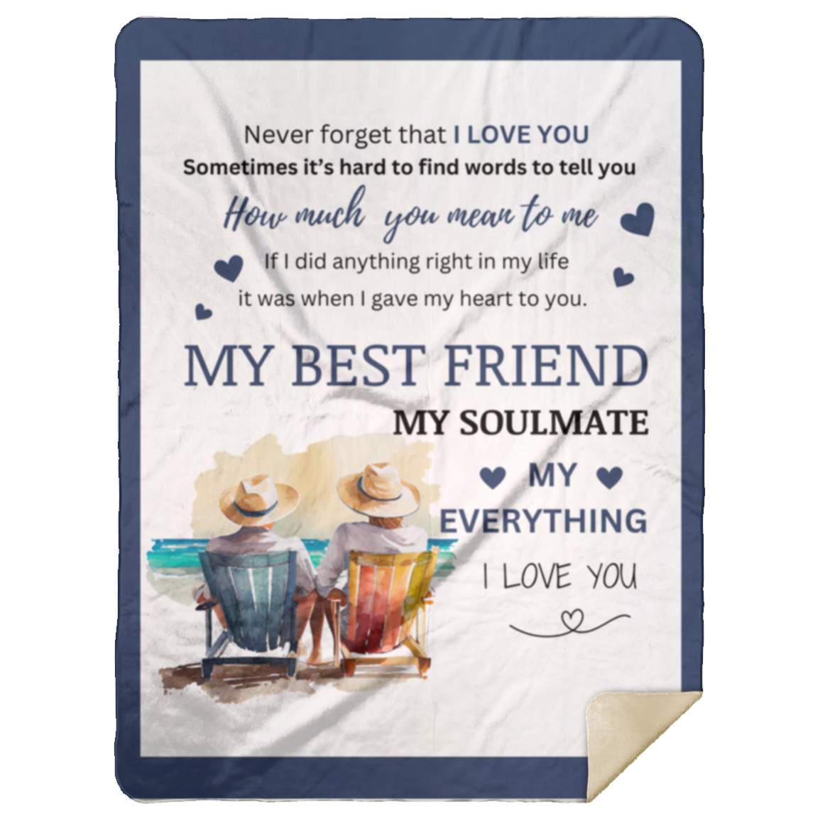 Soulmate Couple on Beach Cozy Plush Fleece Blanket - 50x60