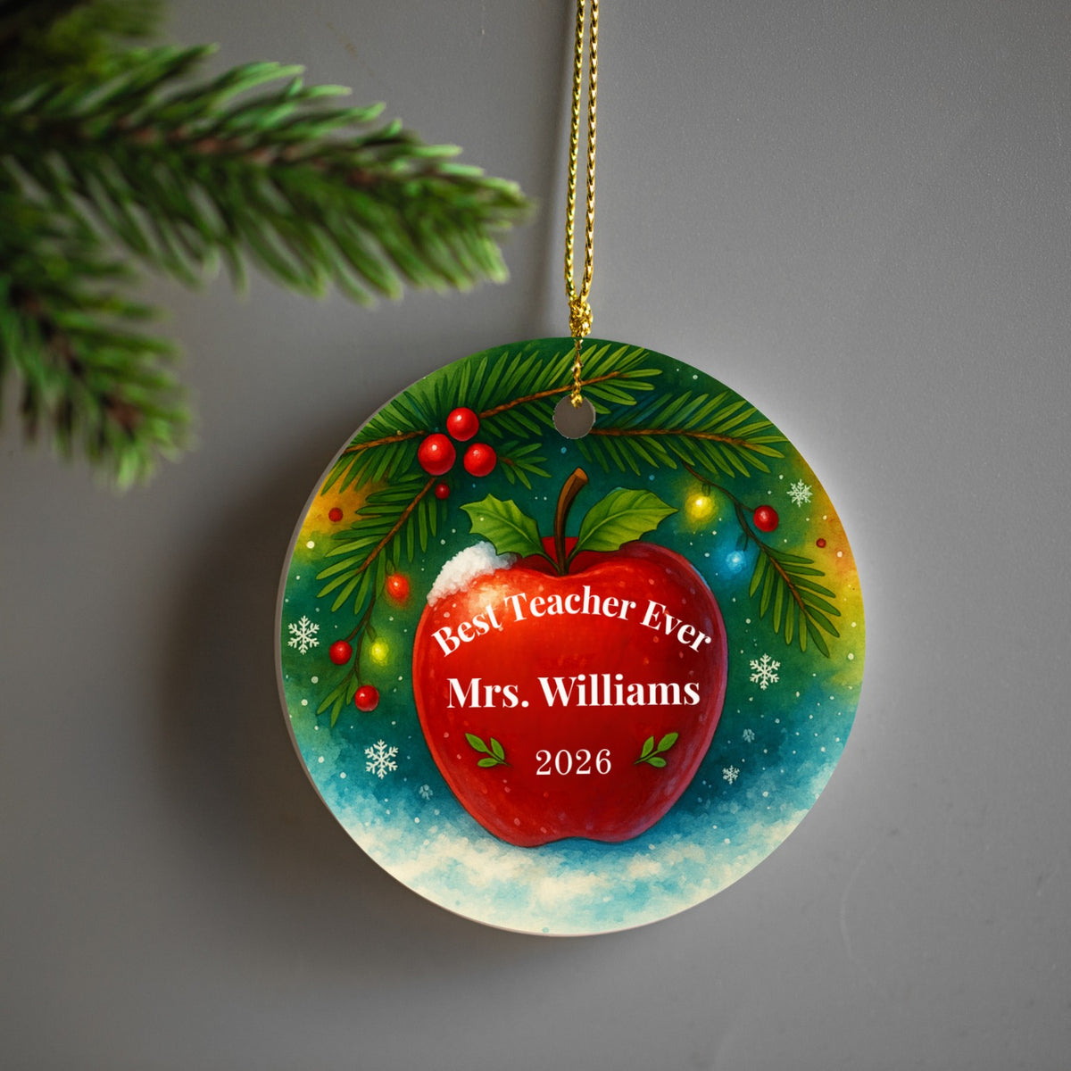 Personalized Teacher Ceramic Ornament with Gift Box