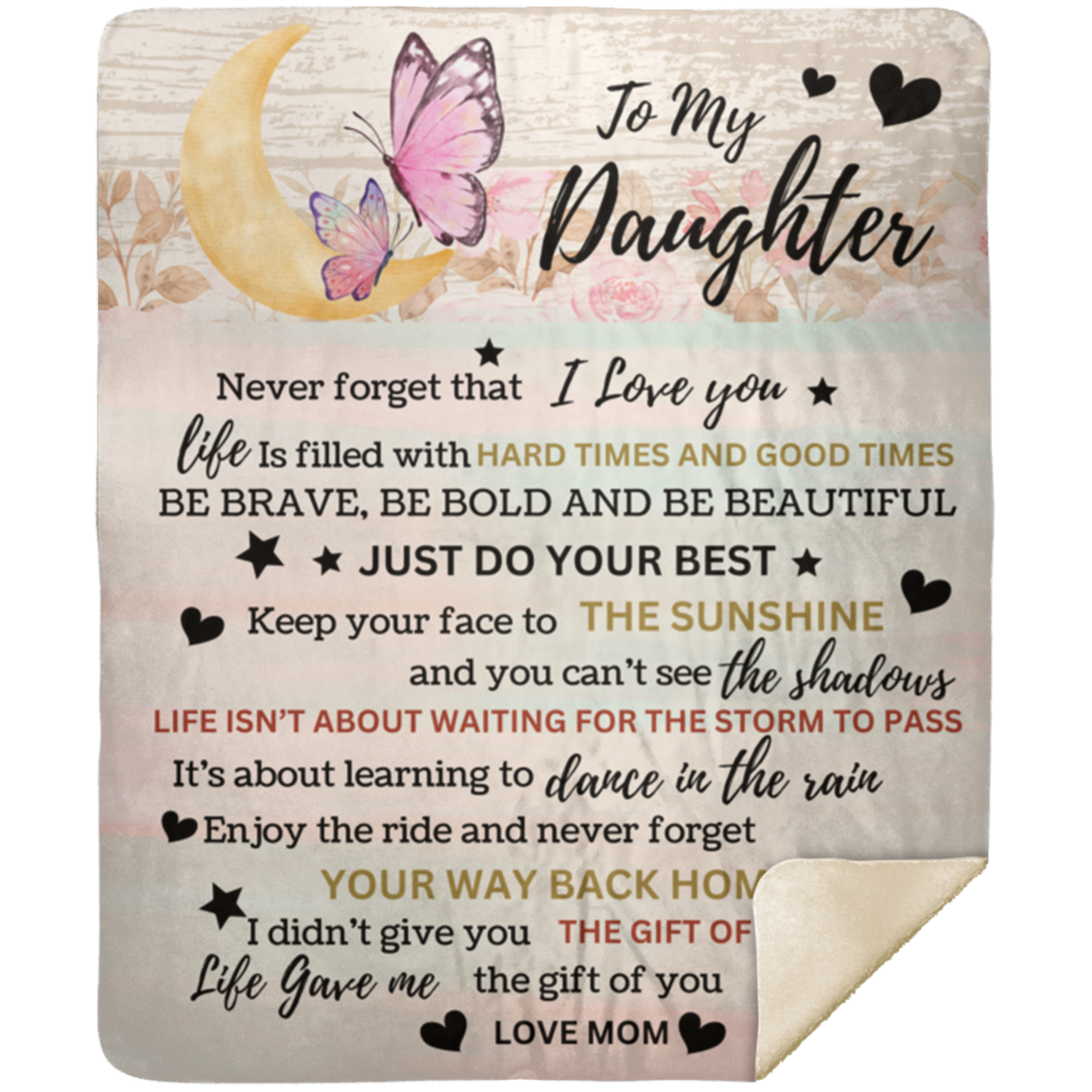 To My Daughter Butterfly Blanket