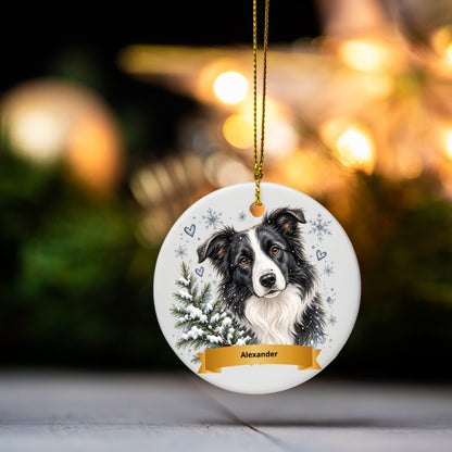 Personalized Winter Wonder Dog Christmas Ceramic Ornament