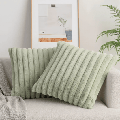 Aussie Bay Home: Striped Faux Fur Pillow Cover (Wide-Rib)