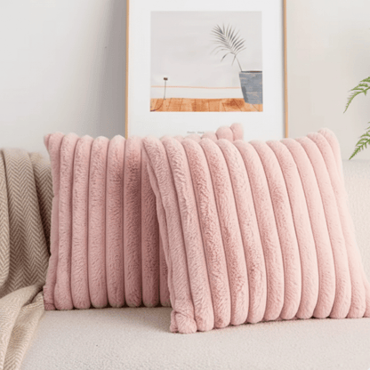 Aussie Bay Home: Striped Faux Fur Pillow Cover (Wide-Rib)