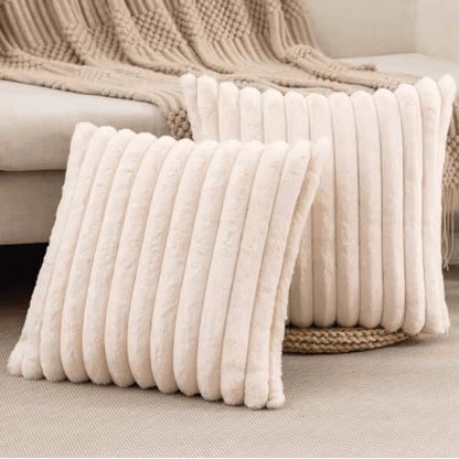 Aussie Bay Home: Striped Faux Fur Pillow Cover (Wide-Rib)