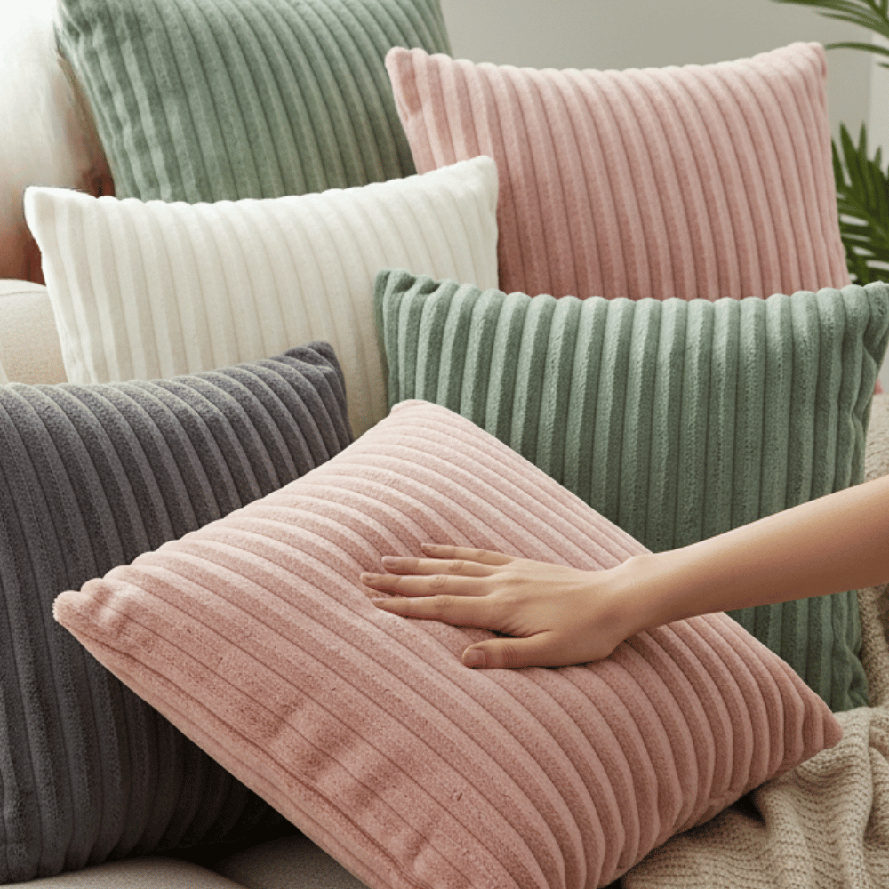 Aussie Bay Home: Striped Faux Fur Pillow Cover (Wide-Rib)