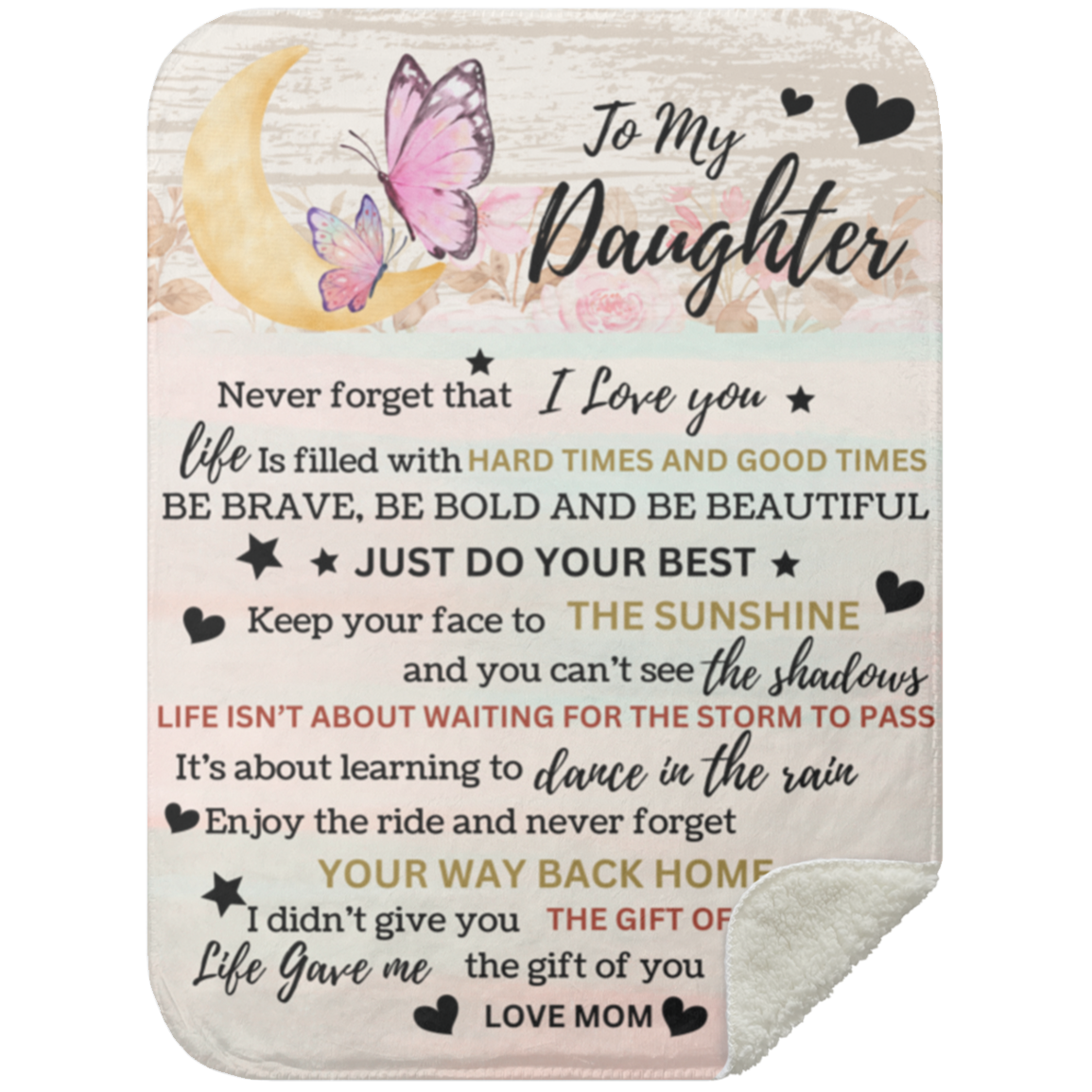 To My Daughter Butterfly Blanket