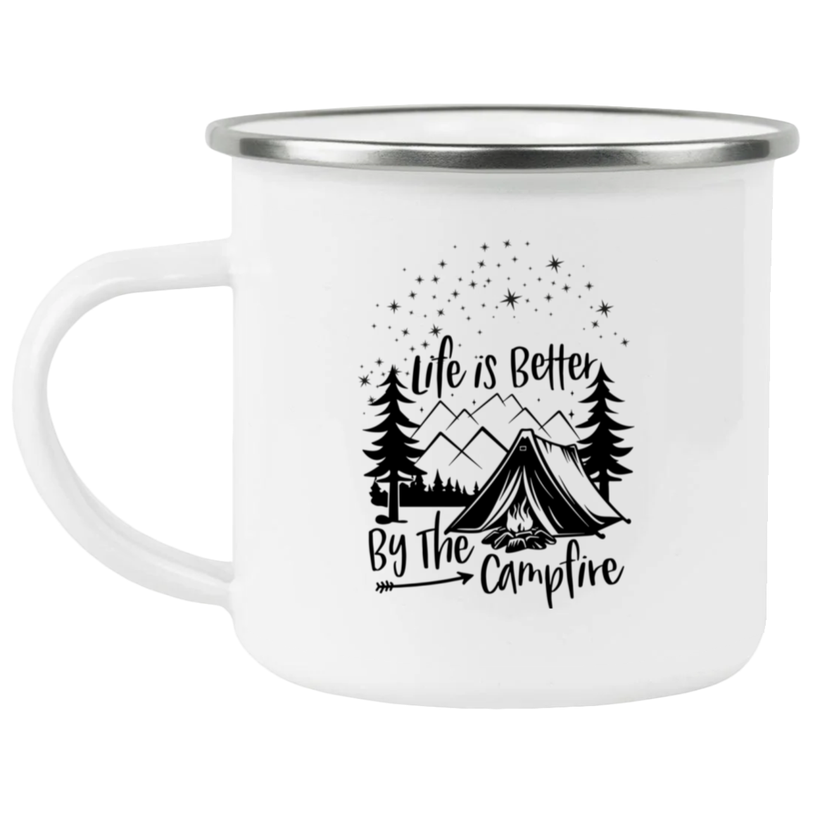 Life is Better by the Campfire Enamel Camping Mug