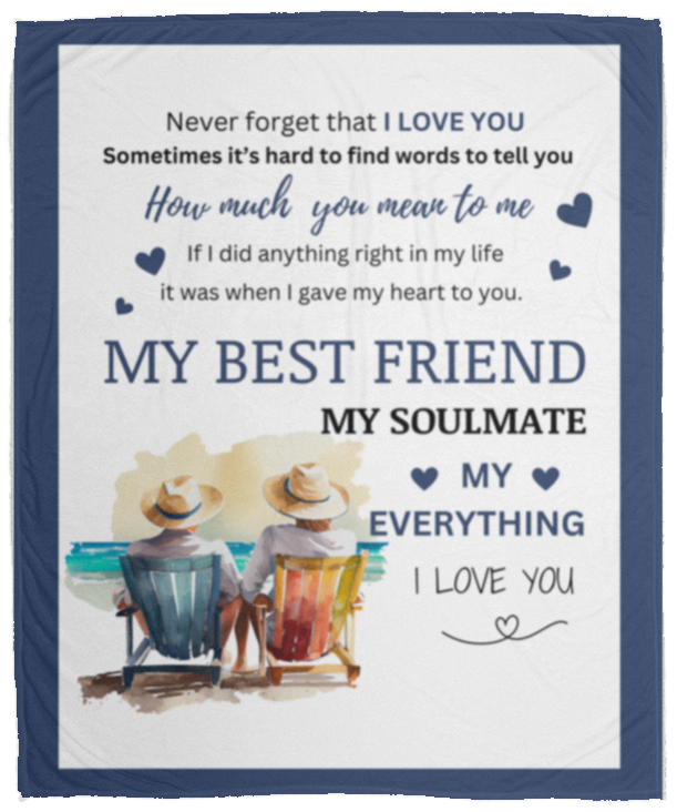 Soulmate Couple on Beach Cozy Plush Fleece Blanket - 50x60