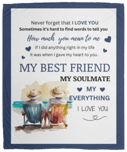 Soulmate Couple on Beach Cozy Plush Fleece Blanket - 50x60