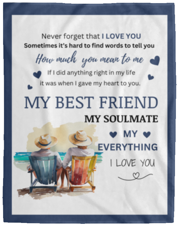 Soulmate Couple on Beach Cozy Plush Fleece Blanket - 50x60