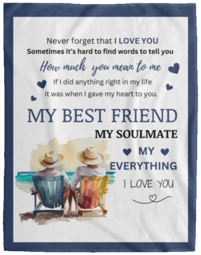 Soulmate Couple on Beach Cozy Plush Fleece Blanket - 50x60