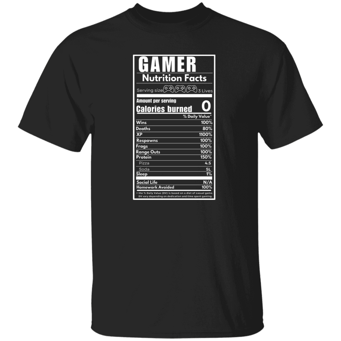 Gamer White Writing  T-Shirt