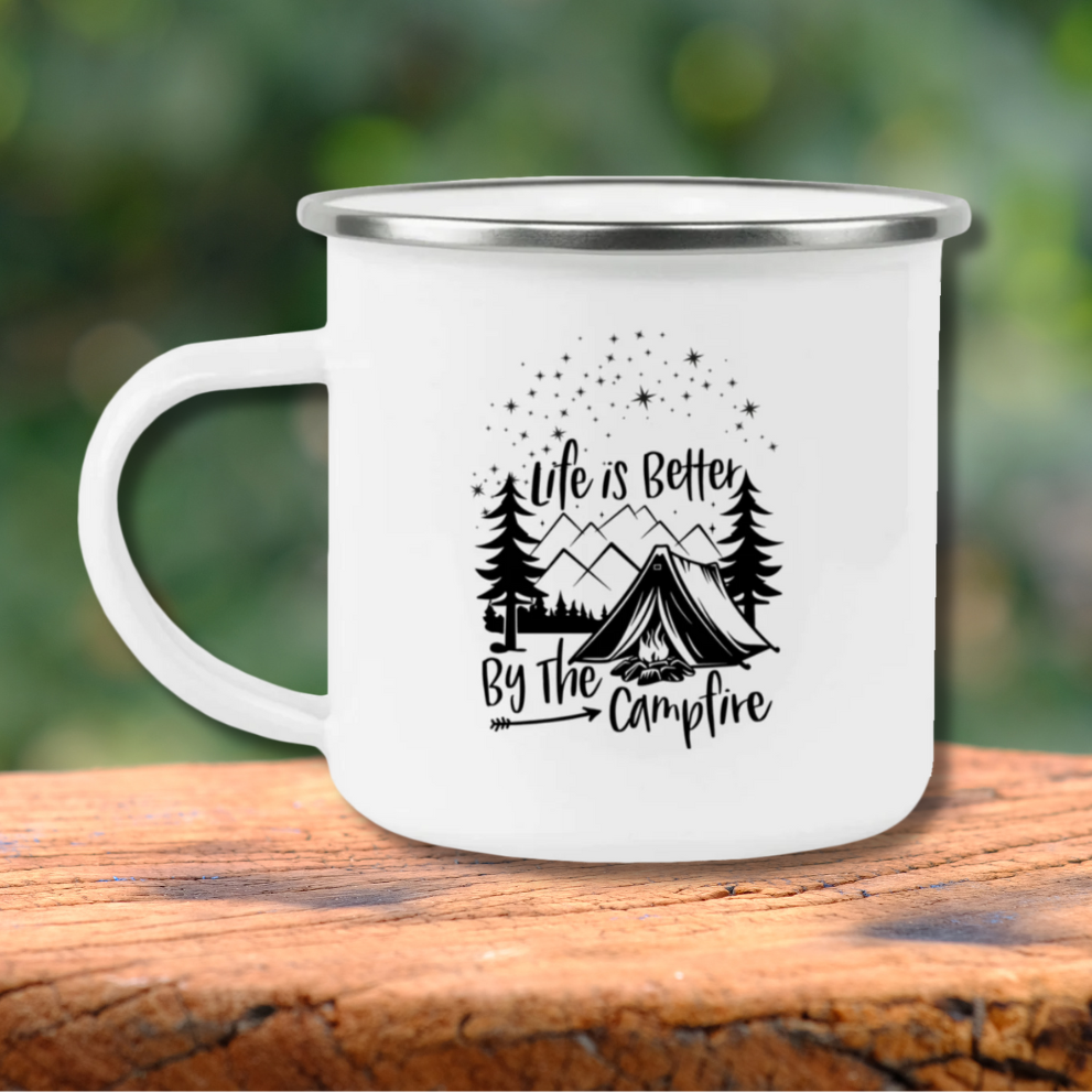 Life is Better by the Campfire Enamel Camping Mug