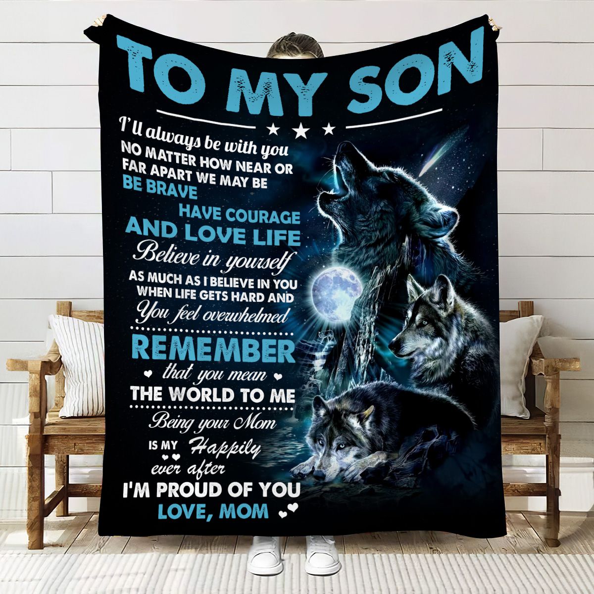 To My Son Wolf Blanket