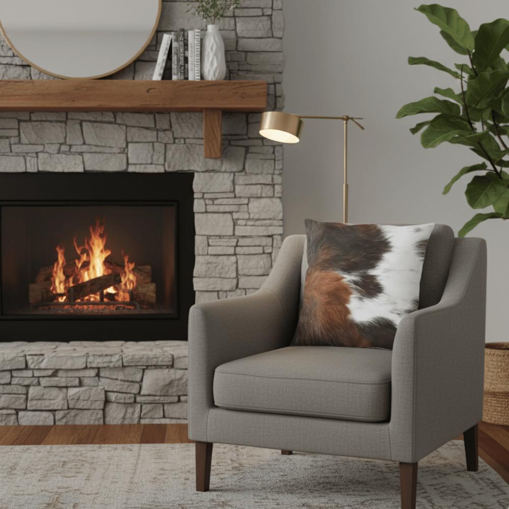 Rustic Faux Cowhide Pillow