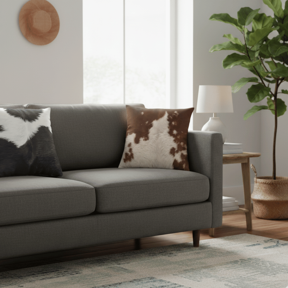 Rustic Faux Cowhide Pillow