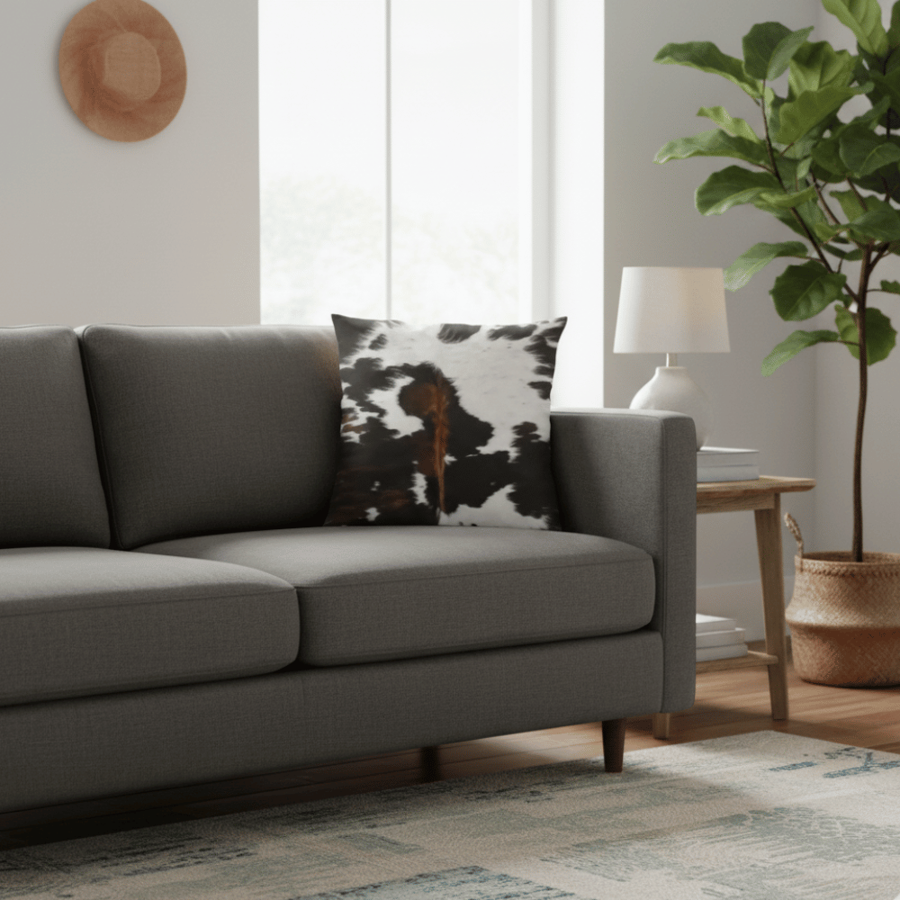 Rustic Faux Cowhide Pillow