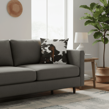 Rustic Faux Cowhide Pillow