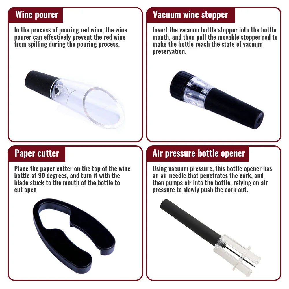 Air Pump Vacuum Wine Bottle Opener Kit