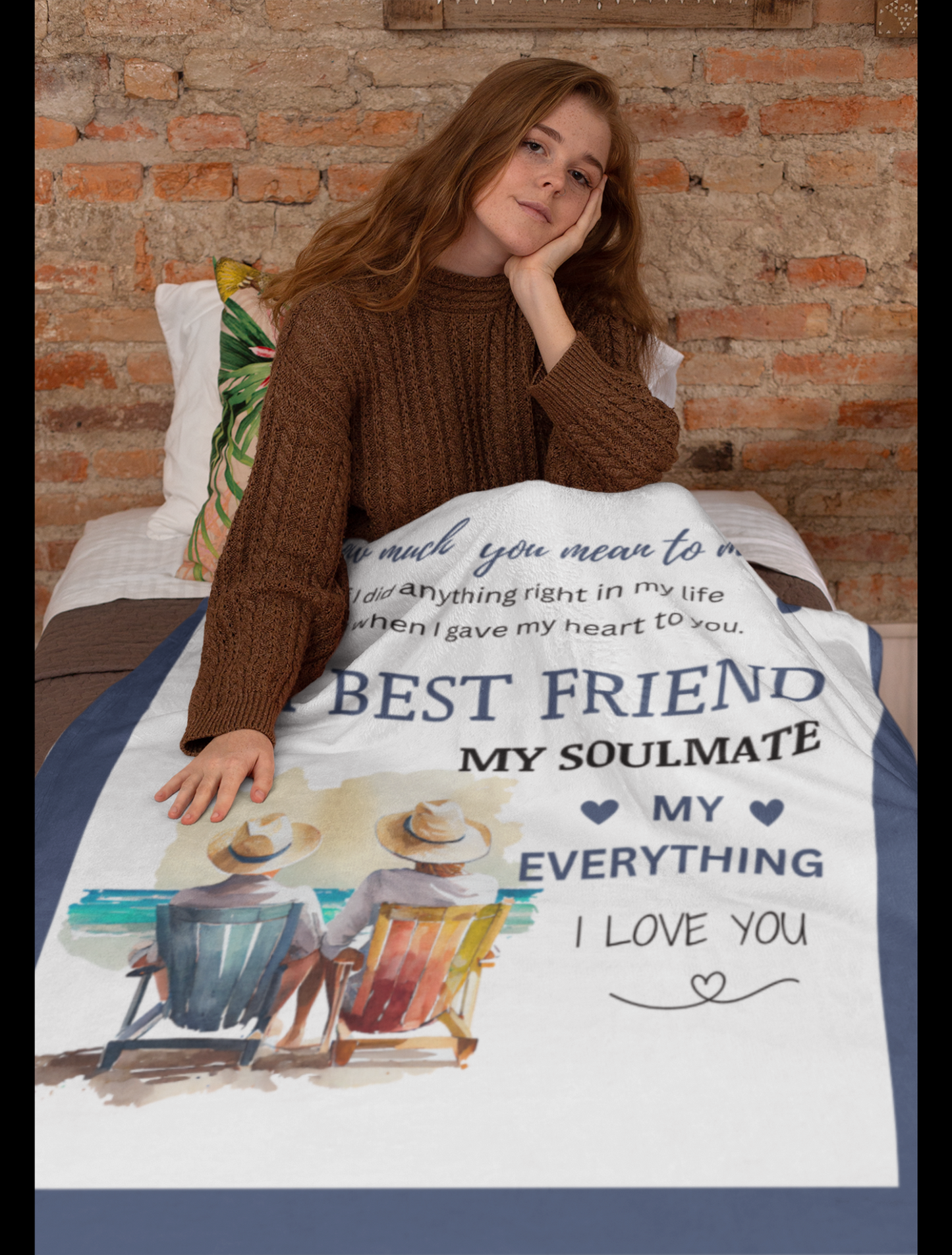 Soulmate Couple on Beach Cozy Plush Fleece Blanket - 50x60