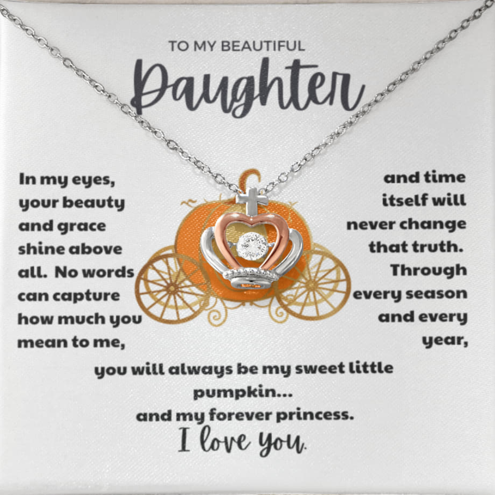 Daughter Pumpkin Princess Crown Necklace