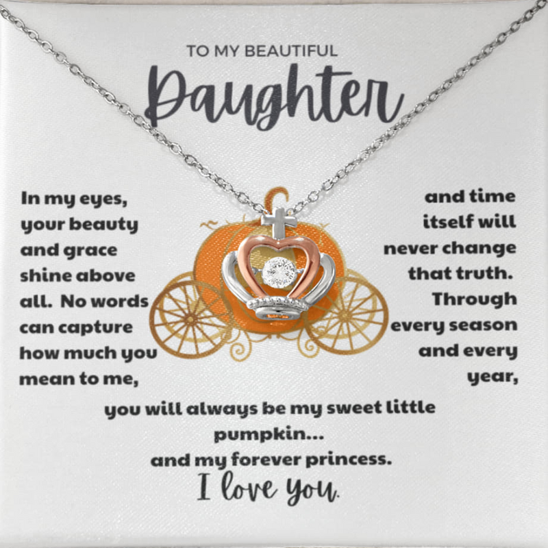 Daughter Pumpkin Princess Crown Necklace