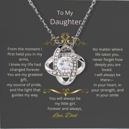 To My Daughter – Forever Love Knot Necklace in Rose Gift Box