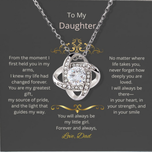 To My Daughter – Forever Love Knot Necklace in Rose Gift Box