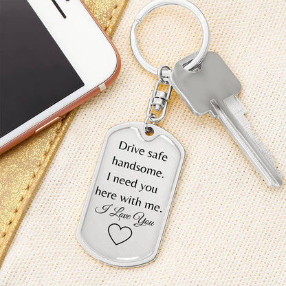 Drive Safe Dog Tag With Swivel Key Ring-Personalized