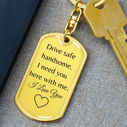 Drive Safe Dog Tag With Swivel Key Ring-Personalized