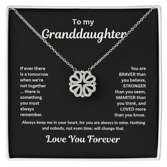 Granddaughter Gift Necklace – Magnetic Hearts Lucky Clover B