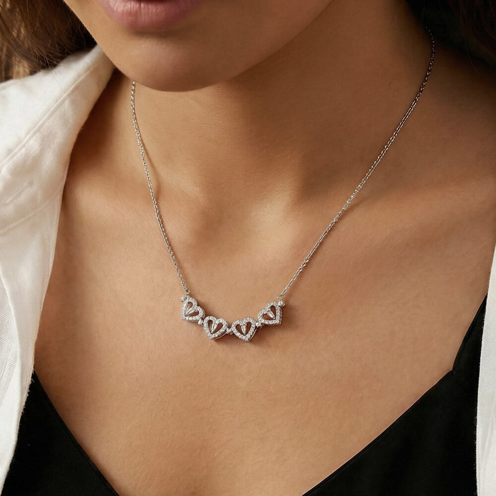 Granddaughter Necklace Magnetic Hearts Lucky Clover Braver Stronger Smarter Black