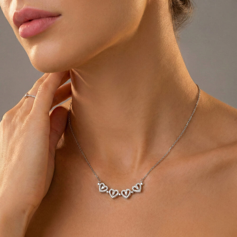 Granddaughter Necklace Magnetic Hearts Lucky Clover Braver Stronger Smarter Black