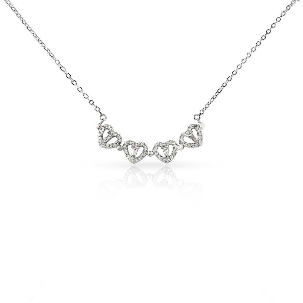 Granddaughter Necklace Magnetic Hearts Lucky Clover Braver Stronger Smarter White