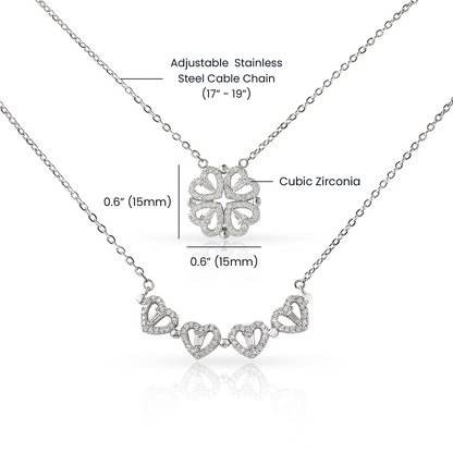Granddaughter Necklace Magnetic Hearts Lucky Clover Braver Stronger Smarter Black