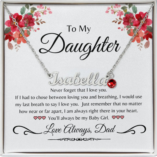 Personalized Name Necklace With Birthstone Daughter From Dad