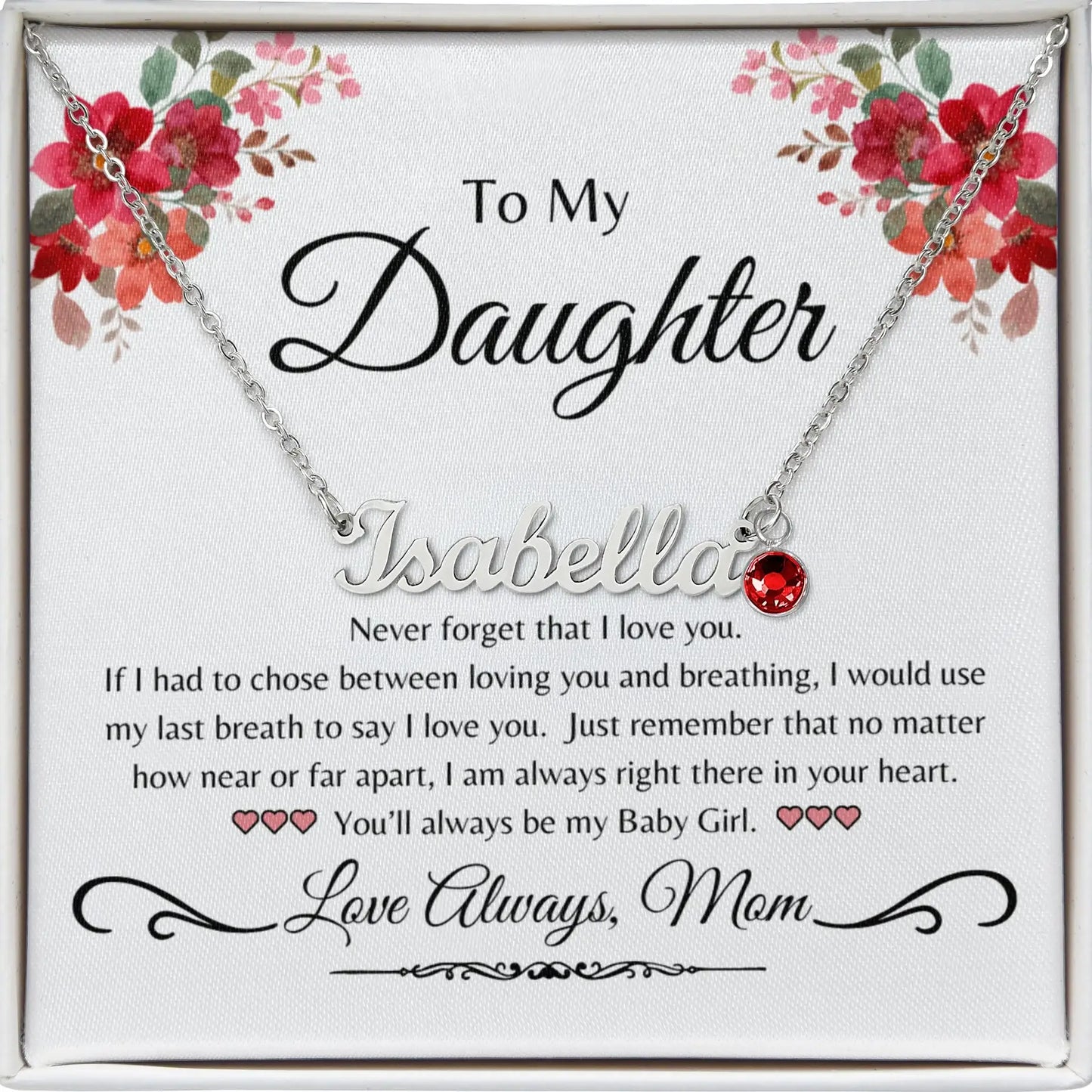 Personalized Name Necklace With Birthstone Daughter From Mom